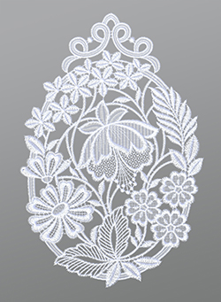 Fensterbild aus Plauener Spitze - Blumenschar #1W in Weiß