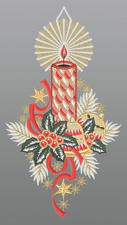 Fensterbild aus Plauener Spitze® - Weihnachtlicher Kerzenglanz #1W mehrfarbig