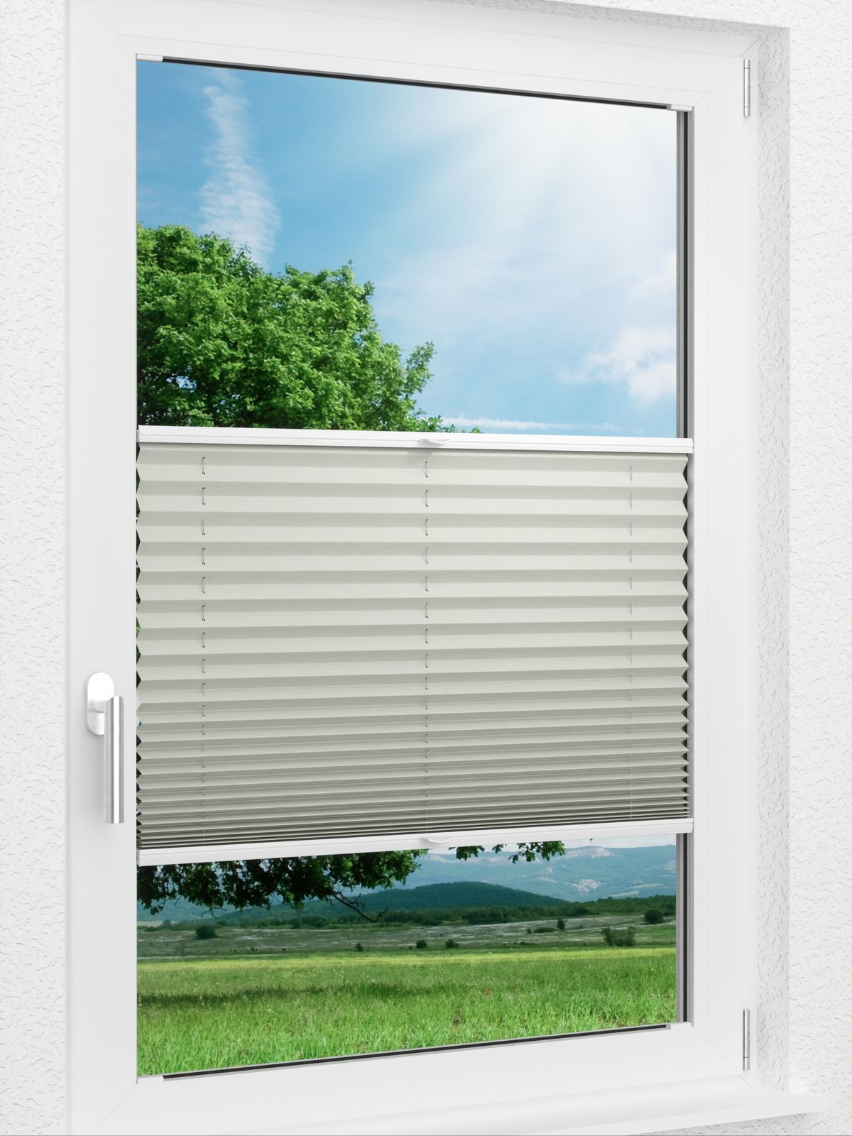 Detailansicht LYSEL HOME Plissee 212A Elva Krepp Pearl