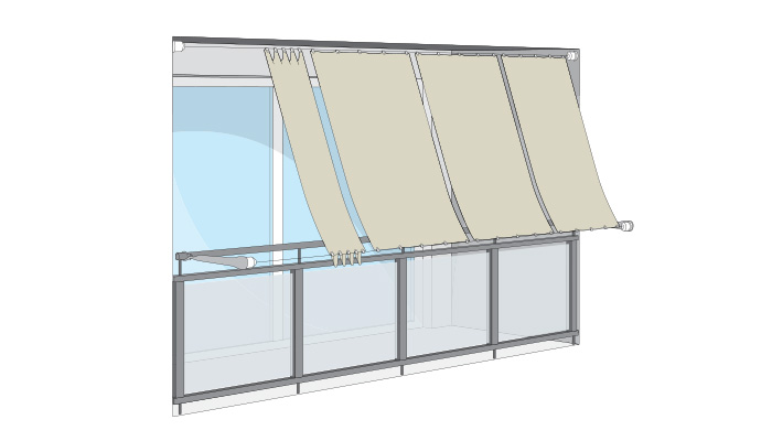 Seilspann-Markise für Balkon - senkrecht